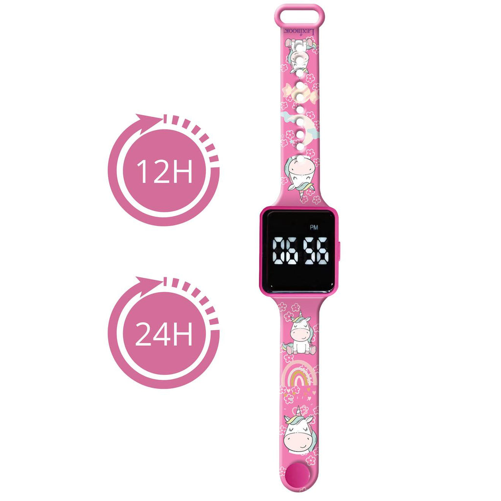 Montre digitale LED licorne rose