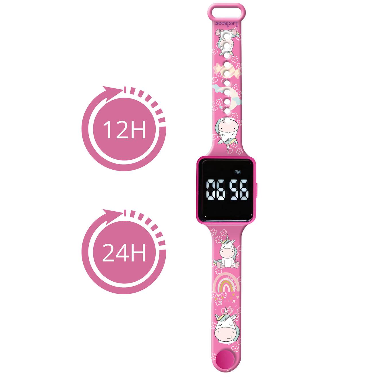 Montre digitale LED licorne rose