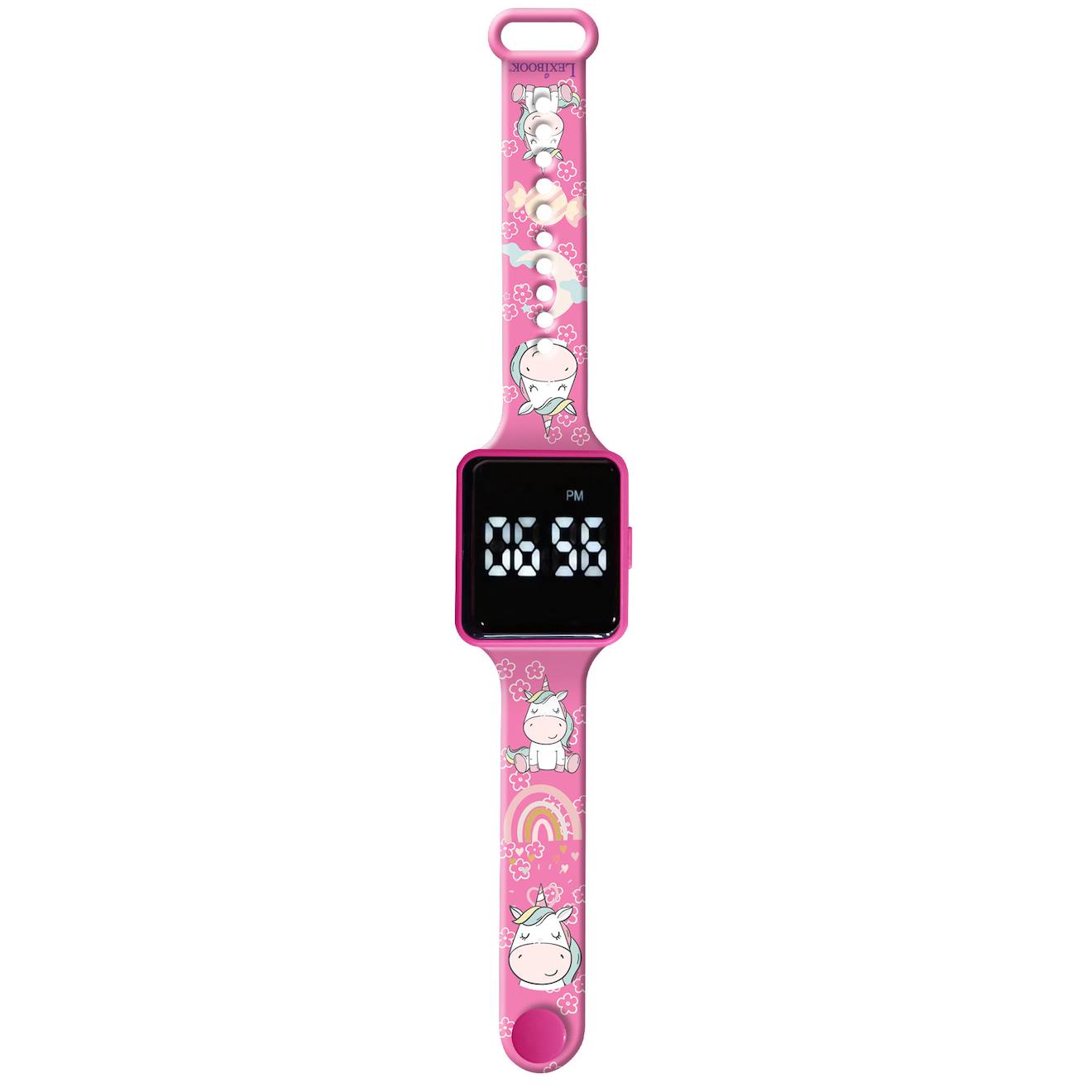 Montre digitale LED licorne rose