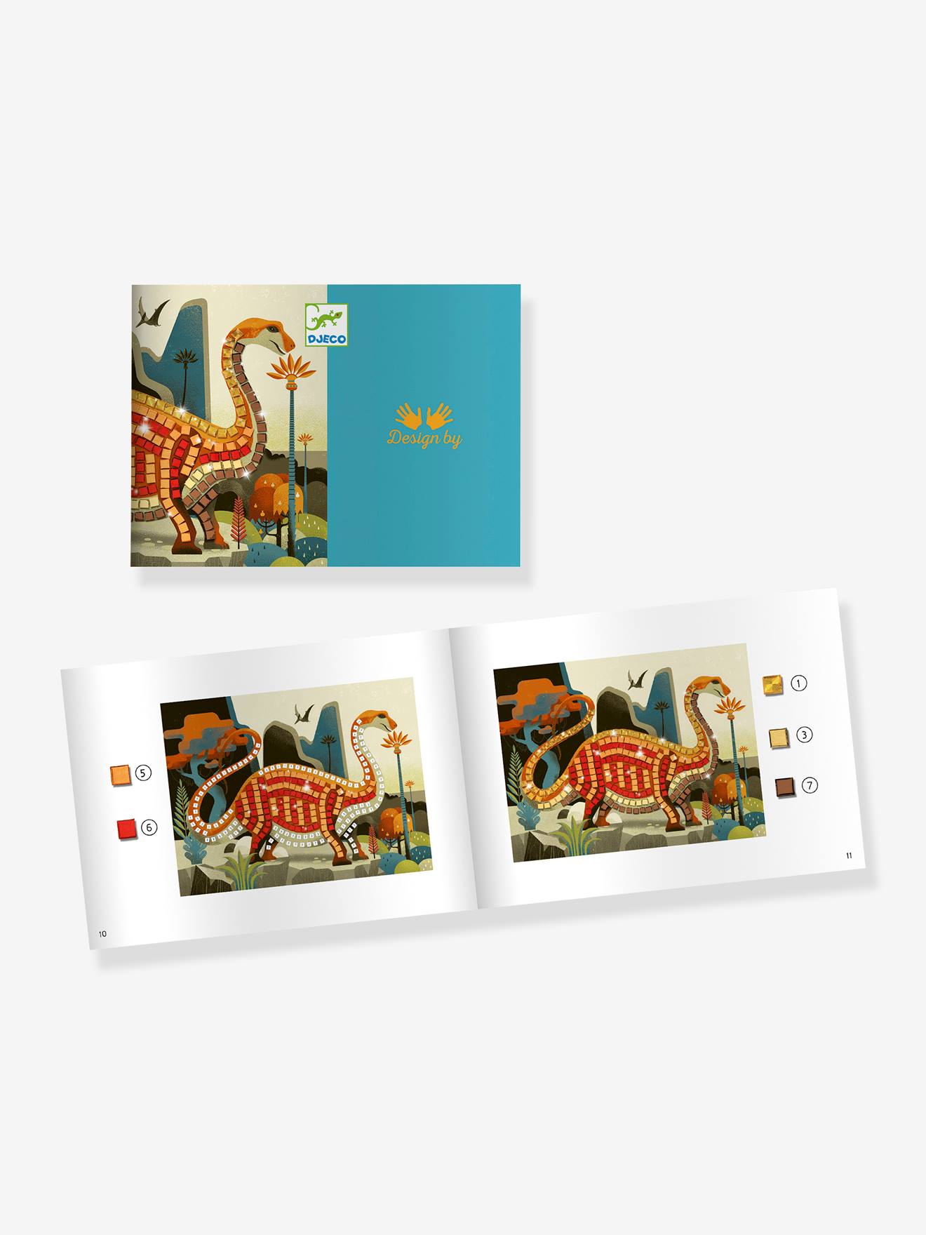 Mosaïques dinosaures rouge