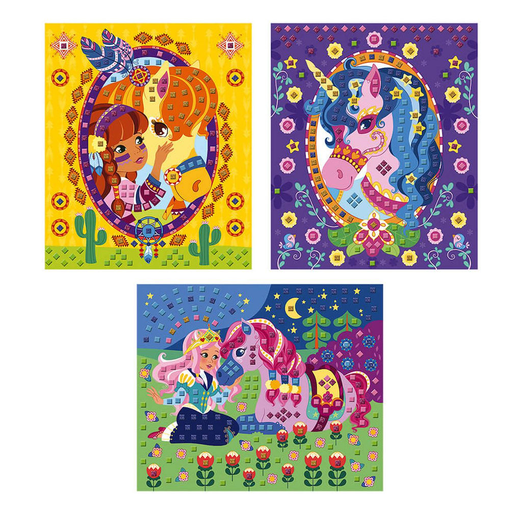 Mosaïques poneys et licornes rose