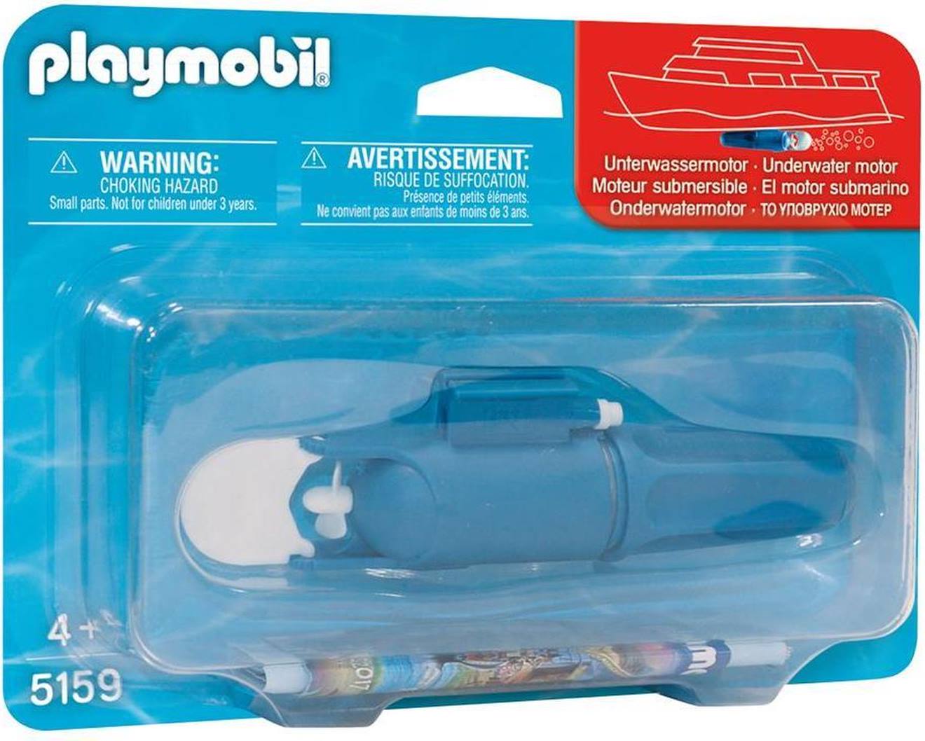 Moteur submersible Playmobil 5159, s'adapté sur de nombreux bateaux bleu