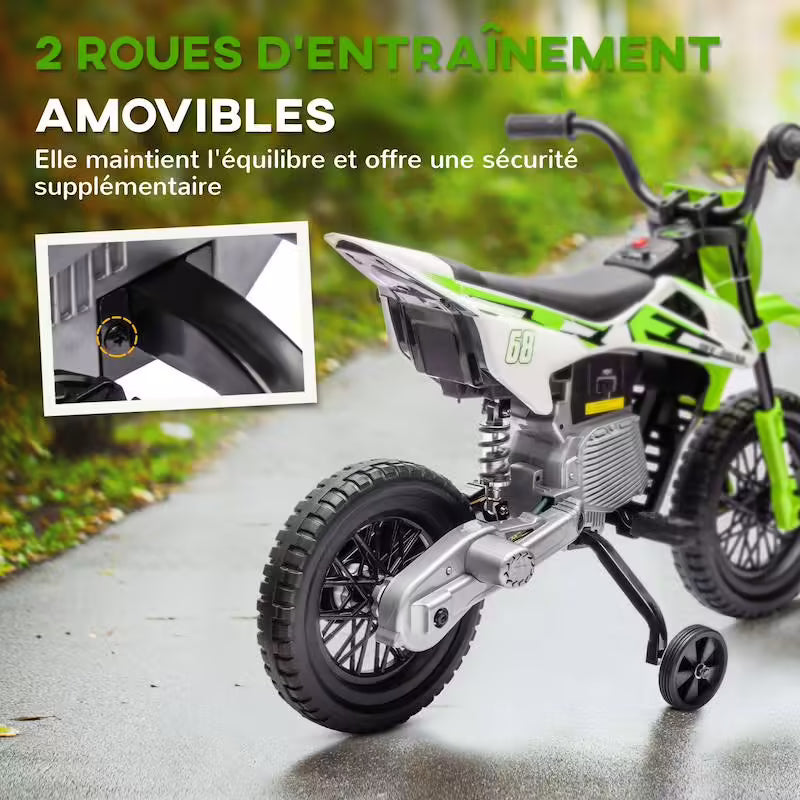Moto cross électrique enfant 12V (Aiyaplay – 2 moteurs, 2 vitesses)