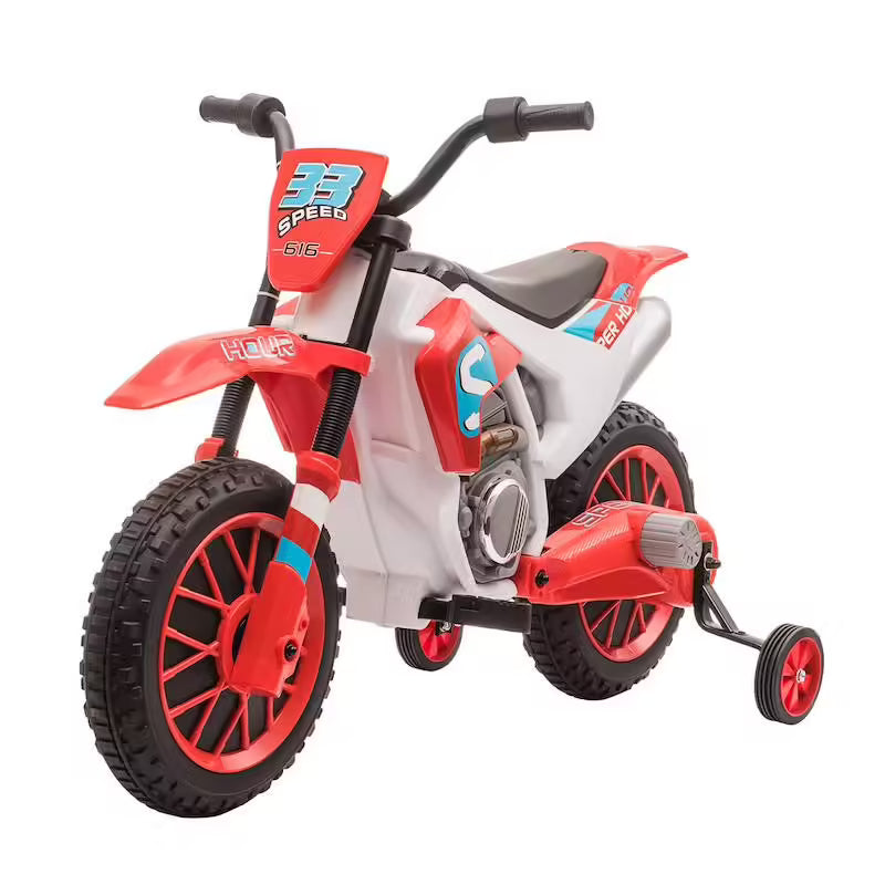 Moto cross électrique enfant 12V (3–8 km/h) avec roulettes amovibles