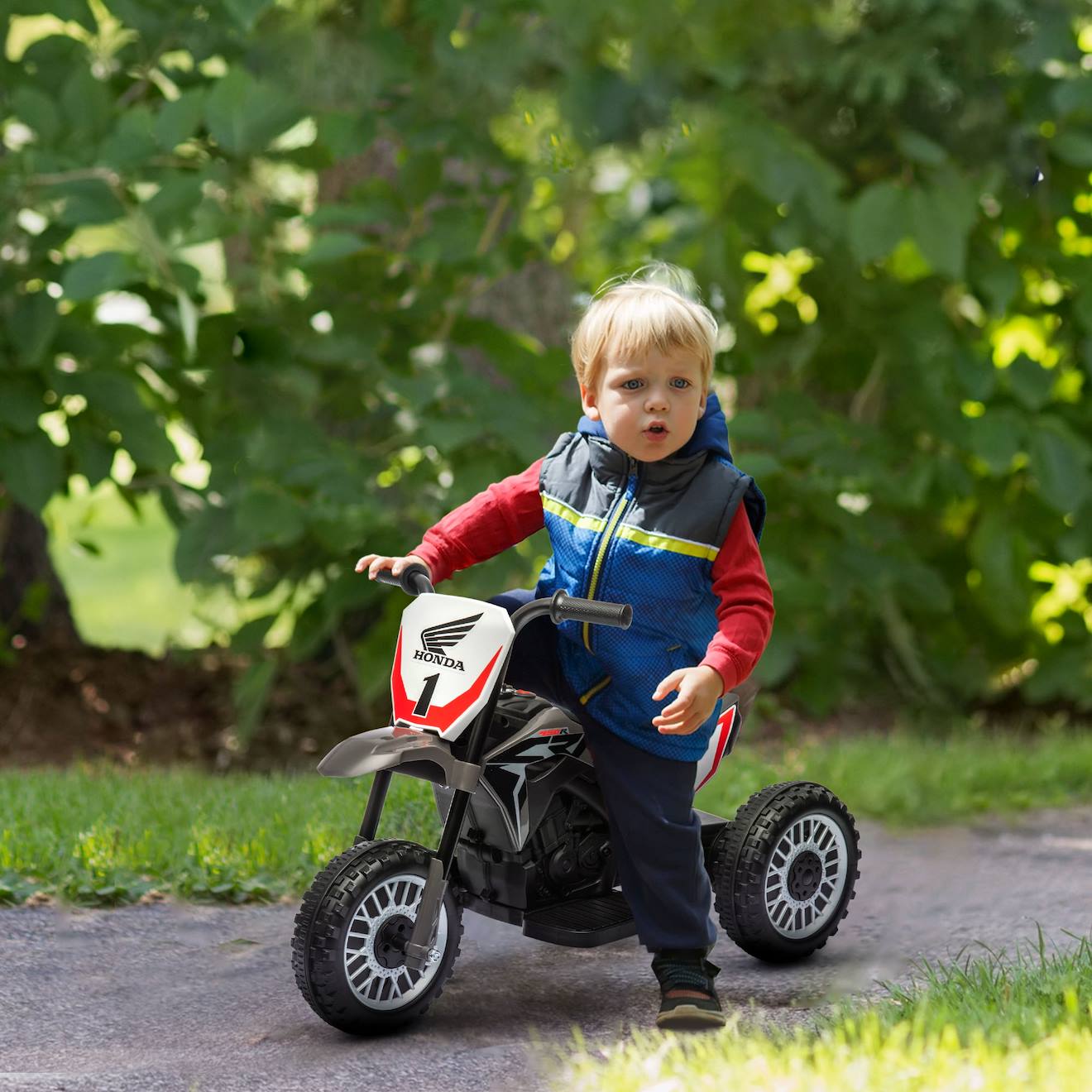 Moto cross électrique enfant 3 roues licence officielle honda crf 450 r 3 km/h max fonctions sonores gris