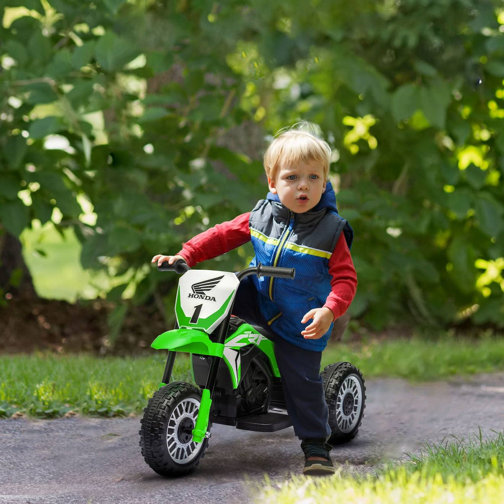 Moto cross électrique enfant 3 roues licence officielle honda crf 450 r 3 km/h max fonctions sonores vert