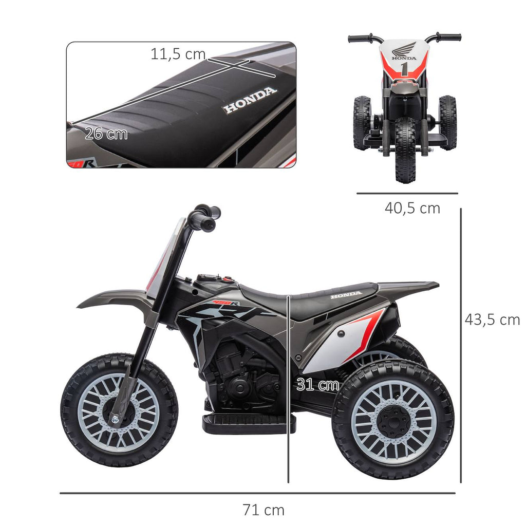 Moto cross électrique enfant 3 roues licence officielle honda crf 450 r 3 km/h max fonctions sonores gris