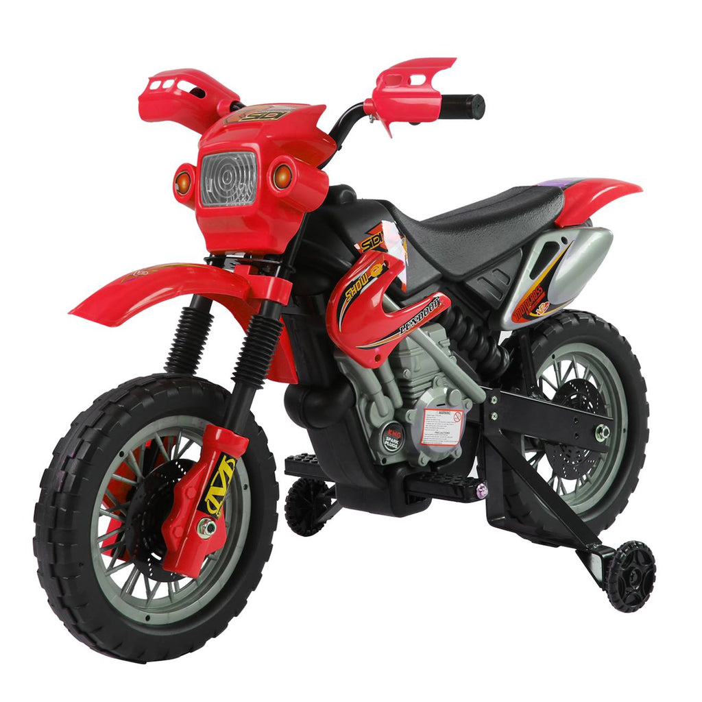 Moto cross électrique enfant 6v max : 2,5 km/h phare klaxon musiques rouge