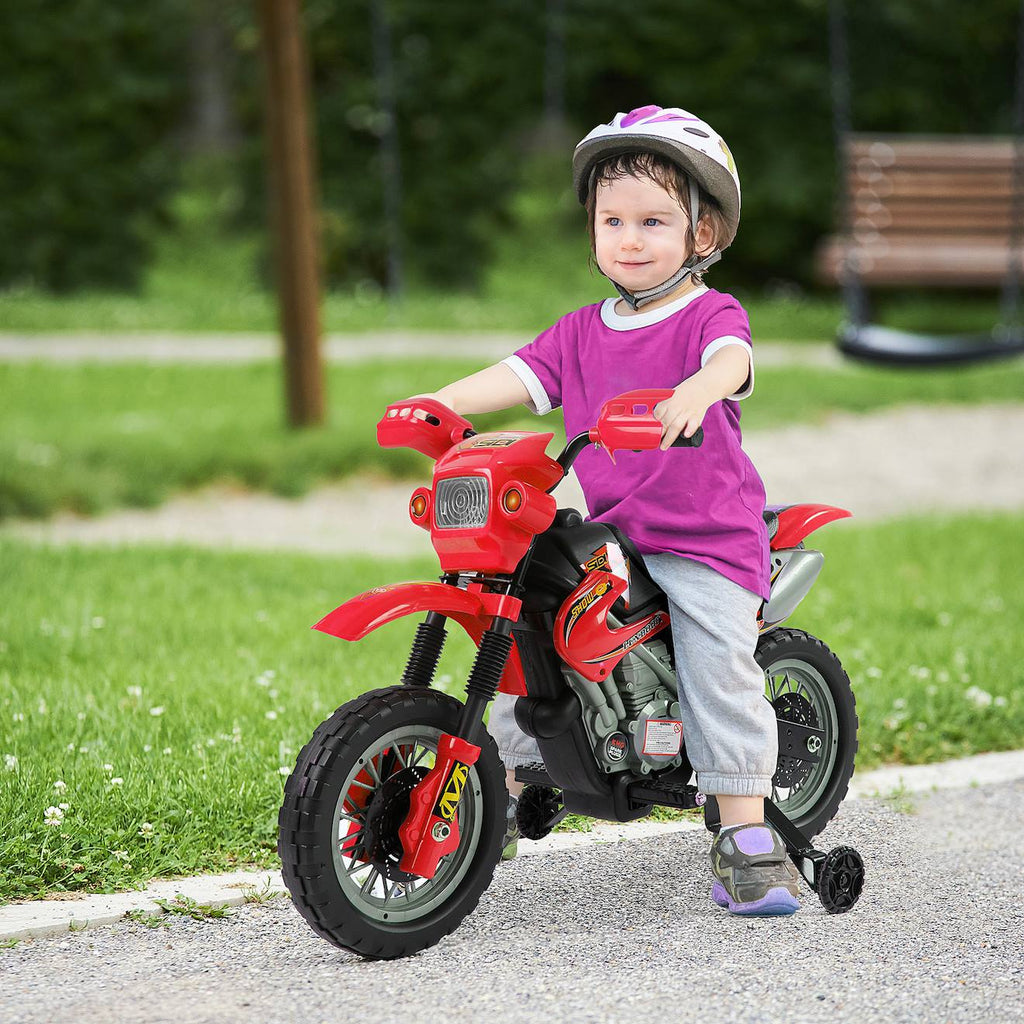 Moto cross électrique enfant 6v max : 2,5 km/h phare klaxon musiques rouge