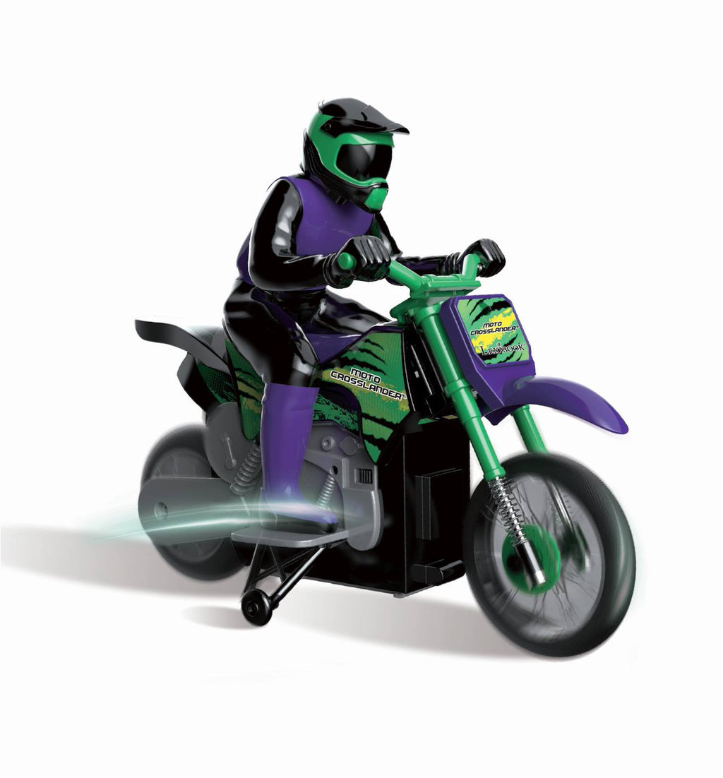 Moto crosslander cascade extrême avec effets lumineux vert