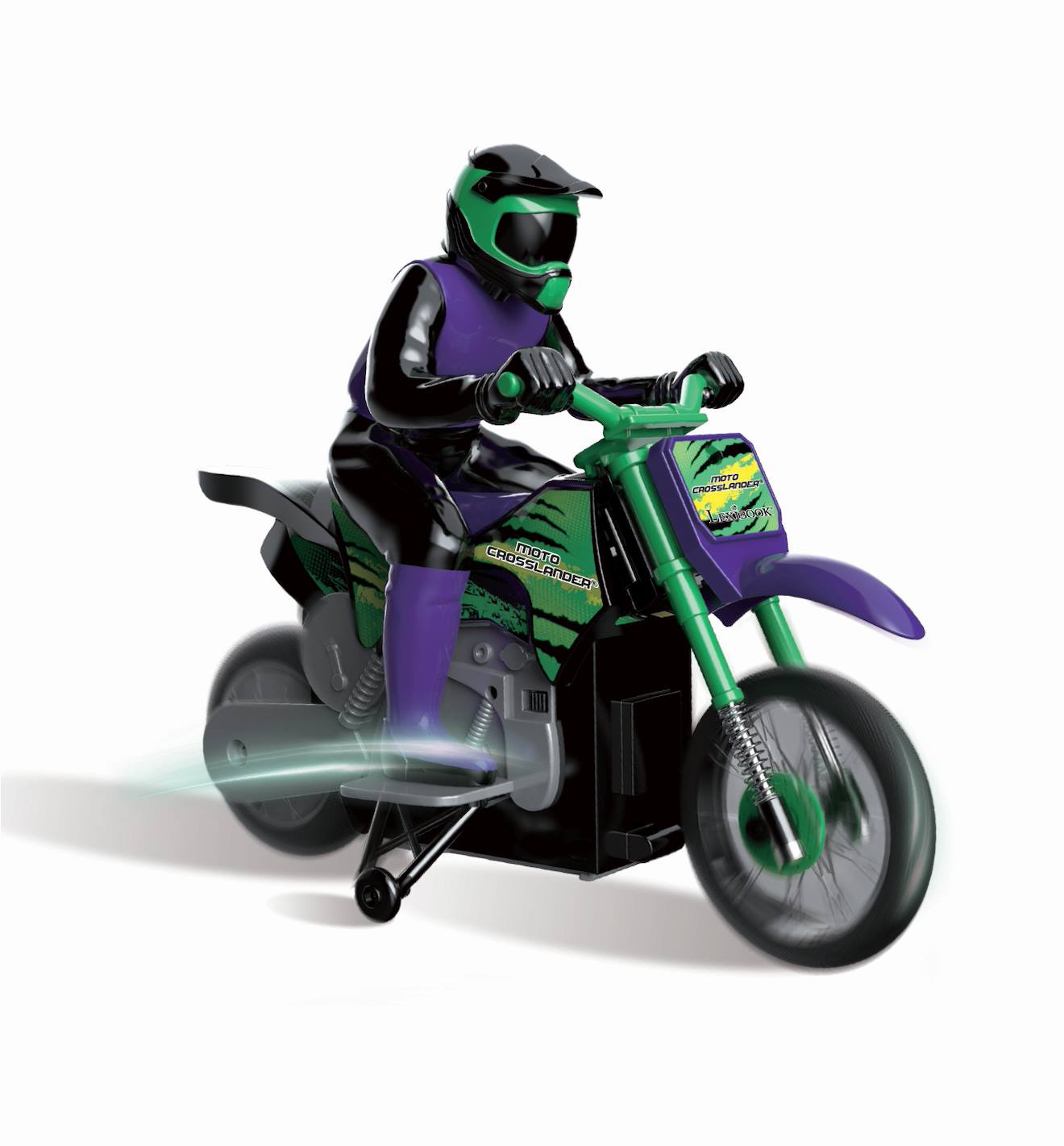 Moto crosslander cascade extrême avec effets lumineux vert