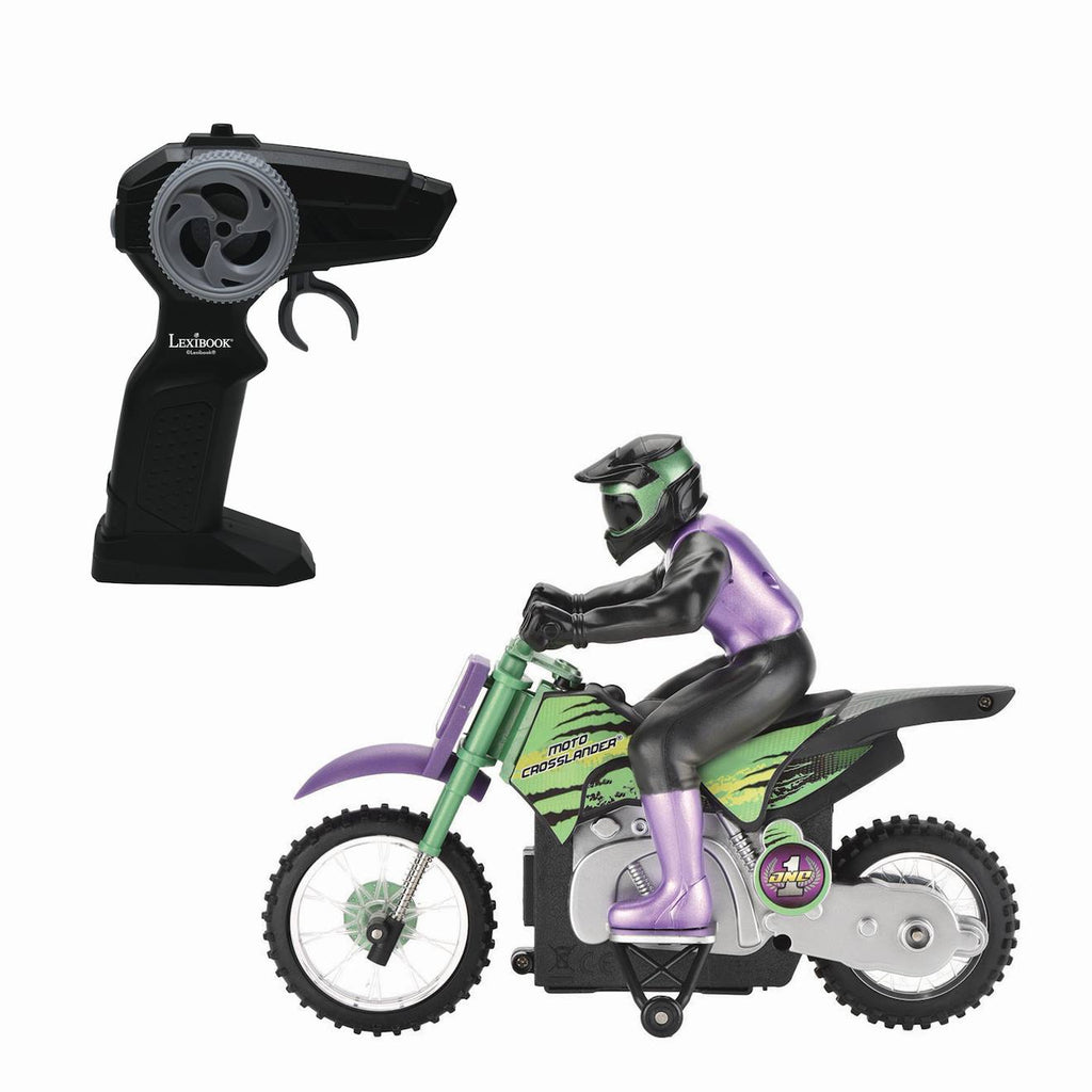 Moto crosslander cascade extrême avec effets lumineux vert