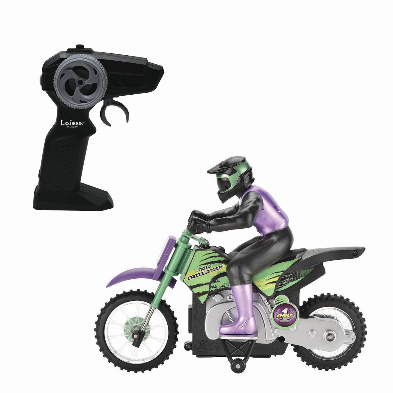 Moto crosslander cascade extrême avec effets lumineux vert