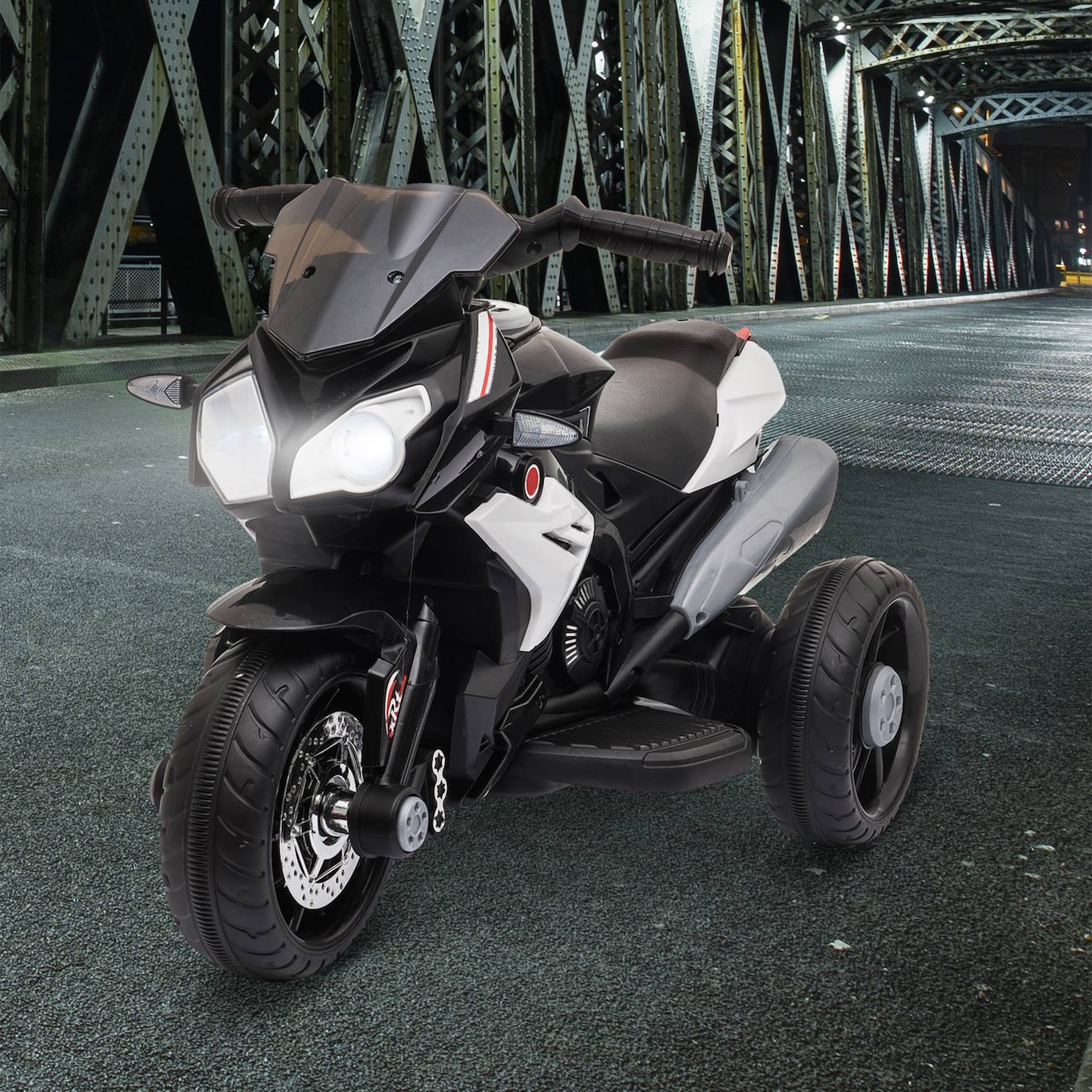 Moto électrique enfant 3 roues 6v 3km/h max effets lumineux sonores noir