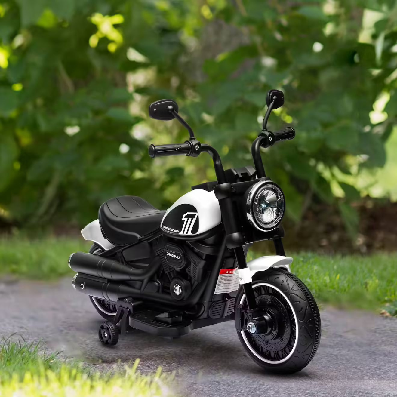 Moto électrique enfant 6V – Effets lumineux + roulettes amovibles