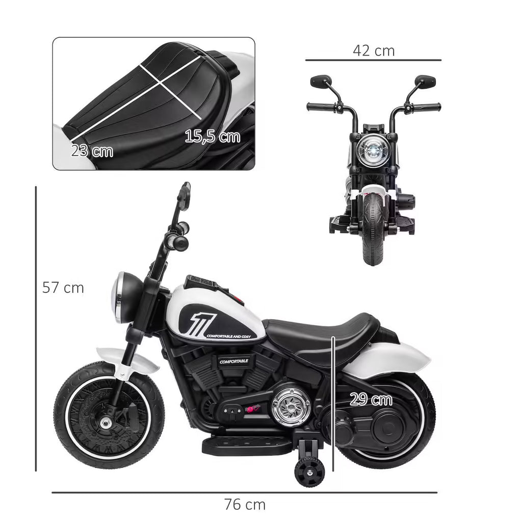 Moto électrique enfant 6V – Effets lumineux + roulettes amovibles
