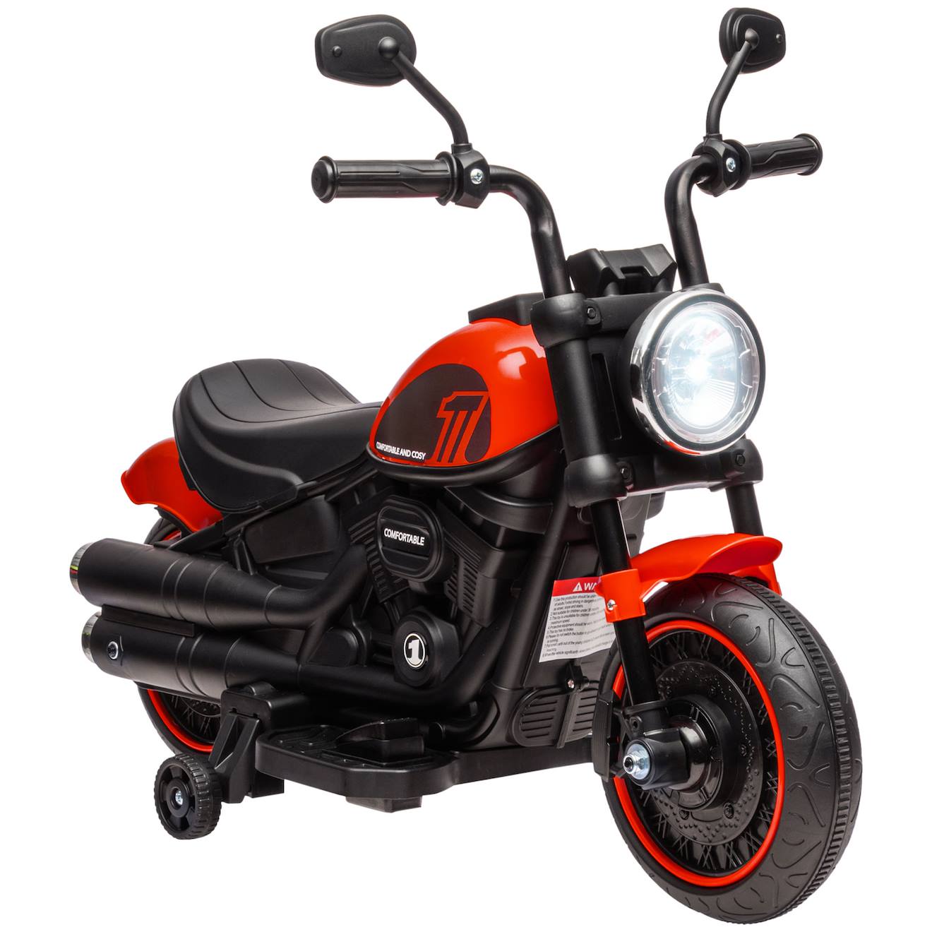 Moto électrique enfant 6 v 3 km/h effet lumineux roulettes amovibles repose-pied pédale métal pp rose noir rouge