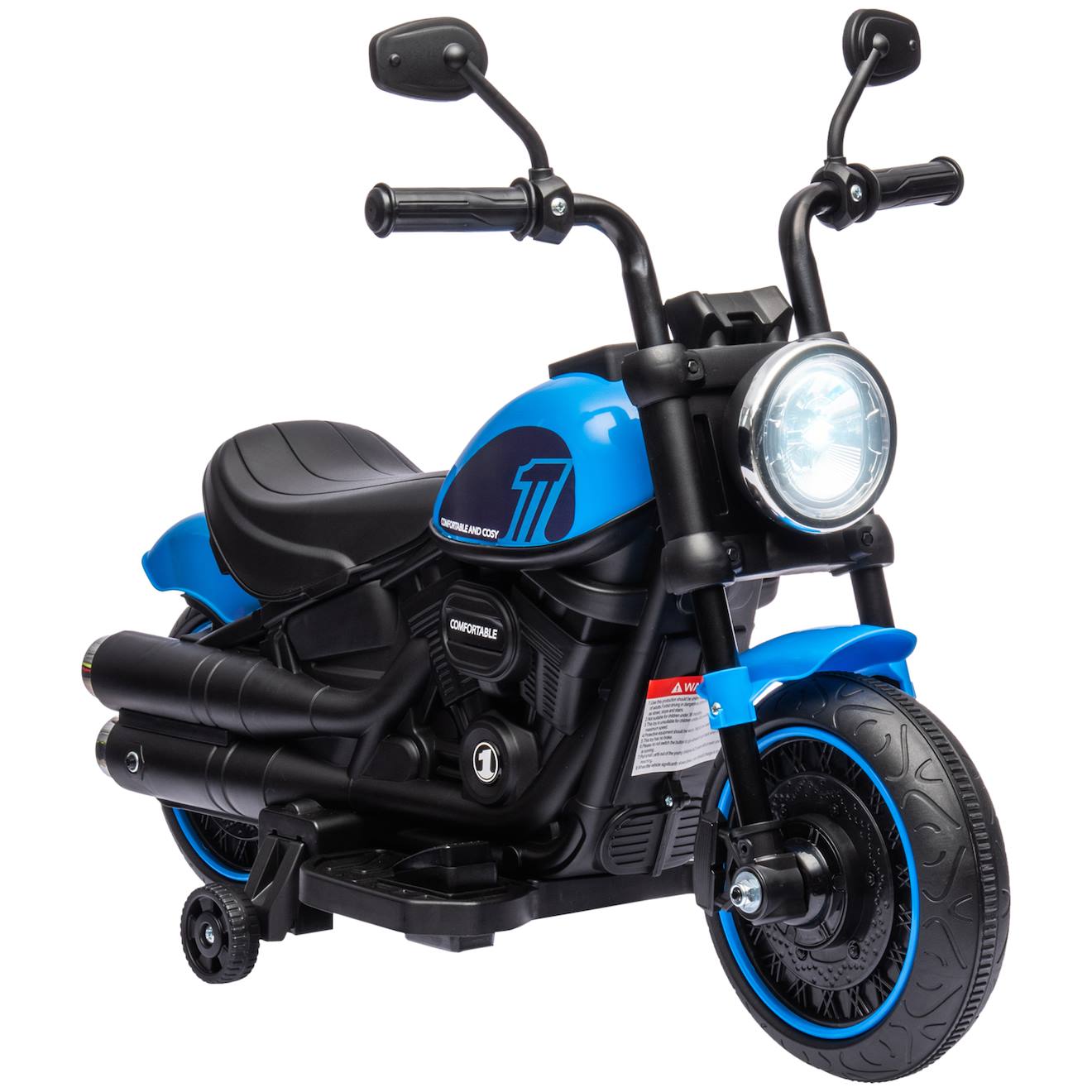Moto électrique enfant 6 v 3 km/h effet lumineux roulettes amovibles repose-pied pédale métal pp rose noir bleu