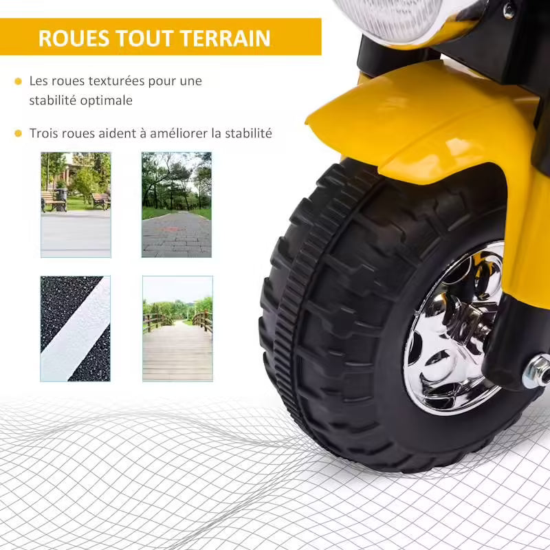 Moto électrique enfant Chopper 6V – 3 roues, effets lumineux & marche avant/arrière