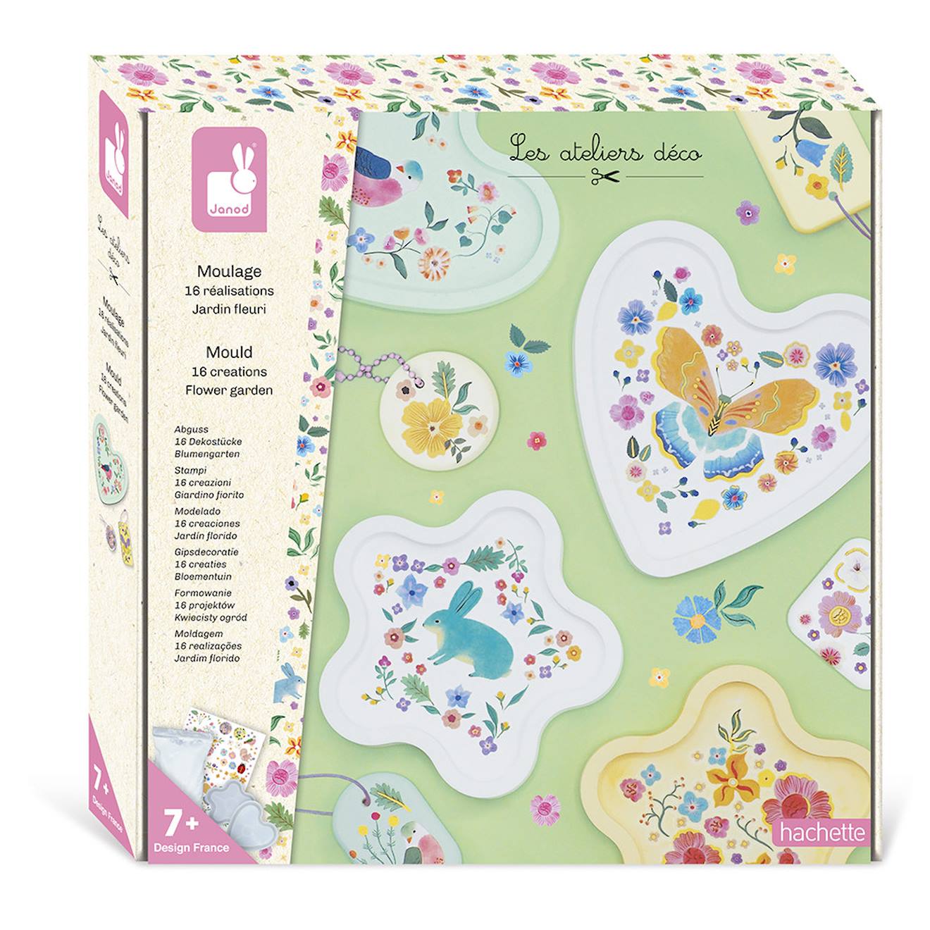 Moulage de décos le jardin fleuri multicolore