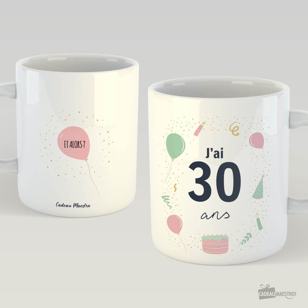 Mug Anniversaire à Personnaliser - Âge et Textes Blanc - Mug Personnalisé