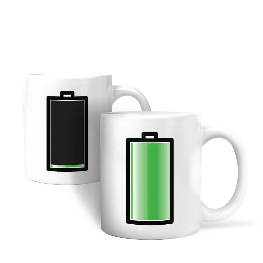 Mug Batterie Thermoréactif Blanc - Mug Original Kikkerland