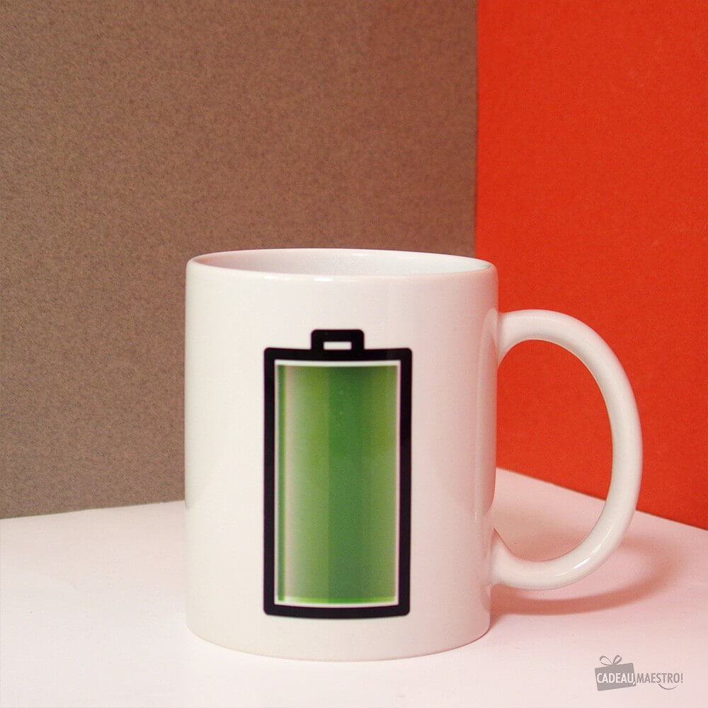 Mug Batterie Thermoréactif Blanc - Mug Original Kikkerland