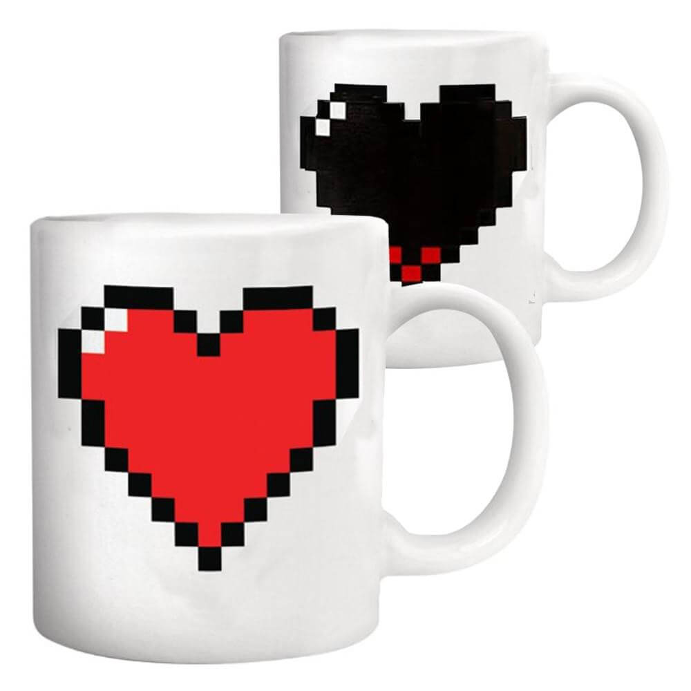 Mug Coeur Pixels Thermoréactif - Mug Original Kikkerland