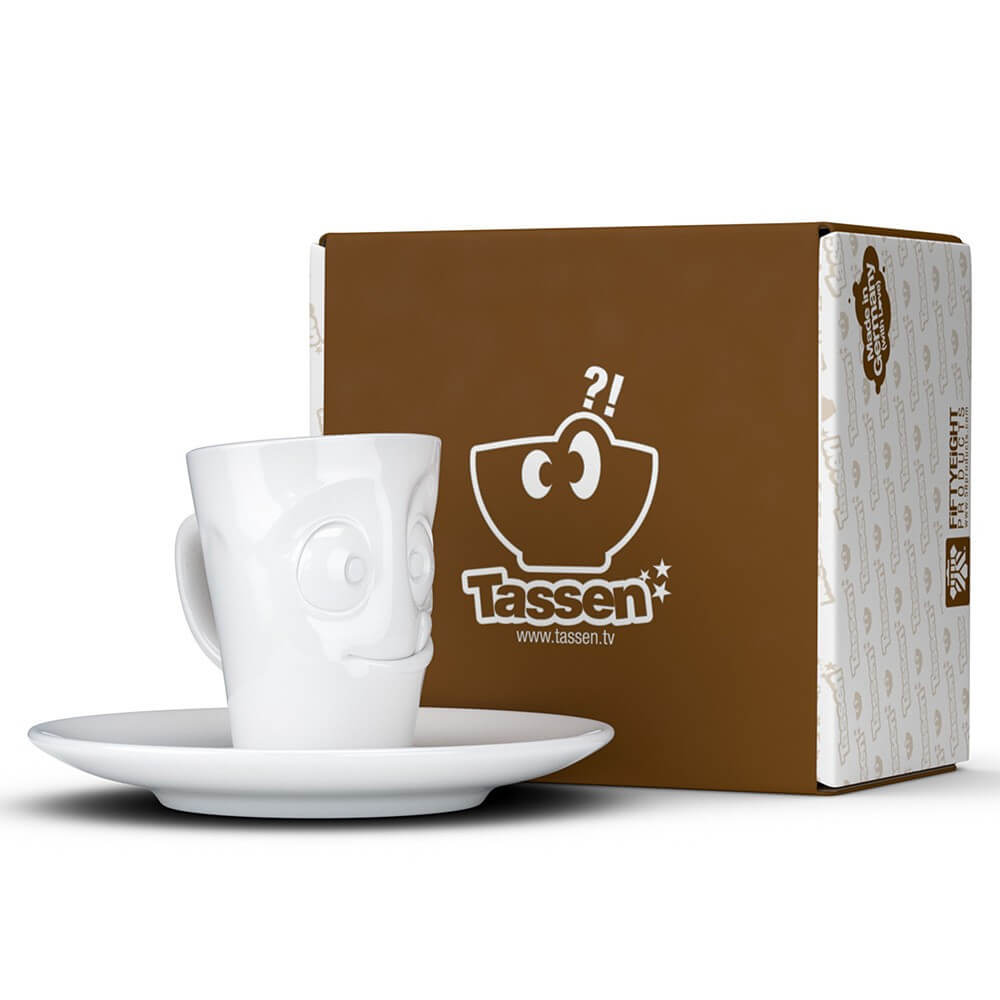 Mug Expresso avec Soucoupe Humeur du Matin Gourmand - Tasse à Café Originale Tassen