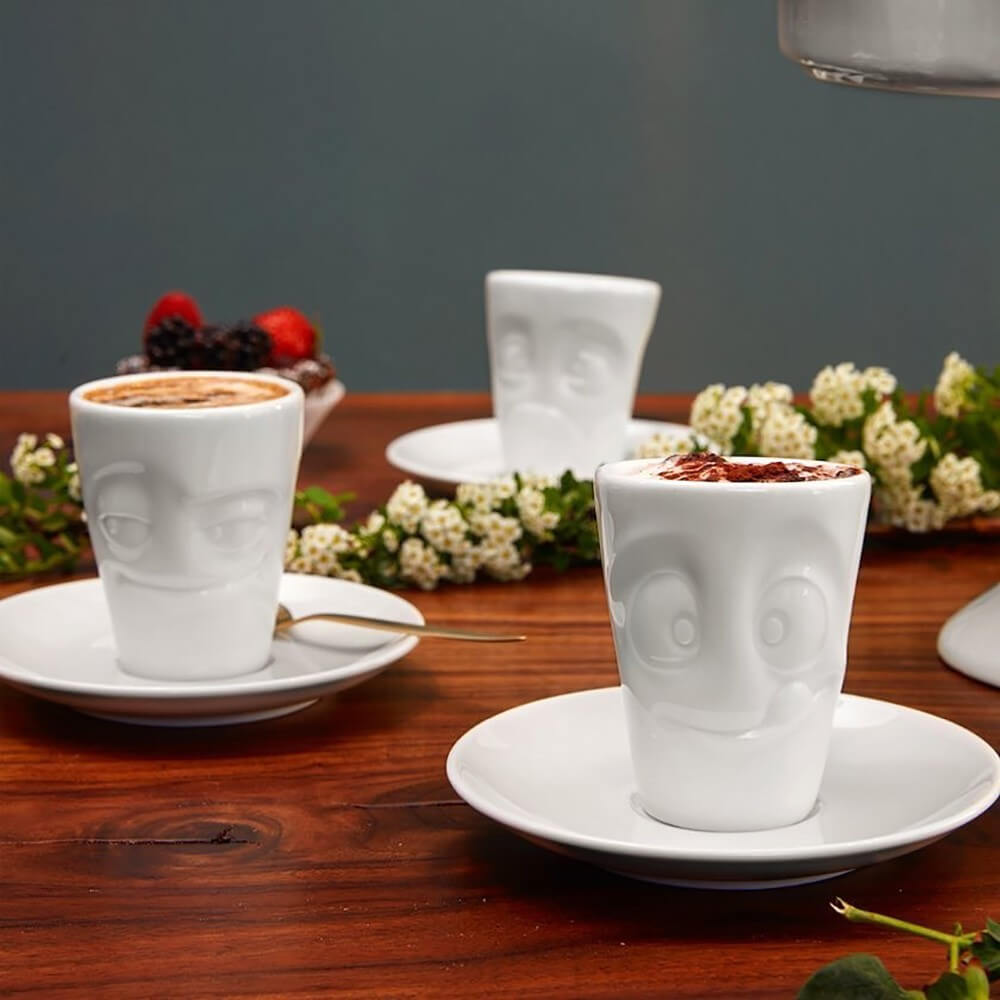 Mug Expresso avec Soucoupe Humeur du Matin Gourmand - Tasse à Café Originale Tassen