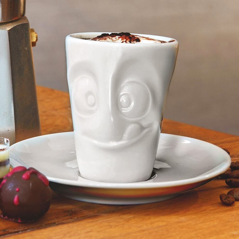 Mug Expresso avec Soucoupe Humeur du Matin Gourmand - Tasse à Café Originale