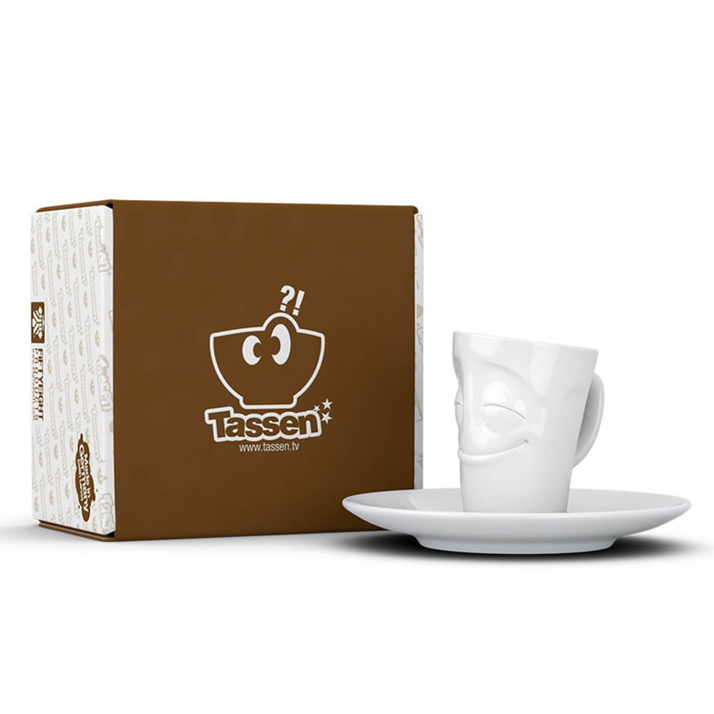 Mug Expresso avec Soucoupe Humeur du Matin Heureux - Tasse à Café Originale Tassen