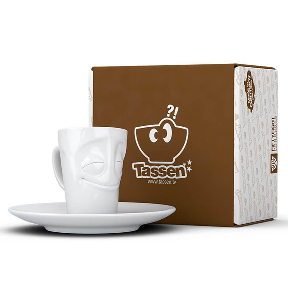 Mug Expresso avec Soucoupe Humeur du Matin Heureux - Tasse à Café Originale Tassen
