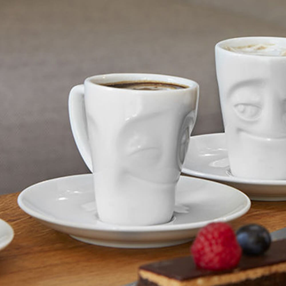 Mug Expresso avec Soucoupe Humeur du Matin Heureux - Tasse à Café Originale