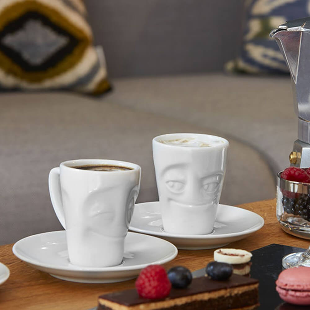 Mug Expresso avec Soucoupe Humeur du Matin Heureux - Tasse à Café Originale Tassen