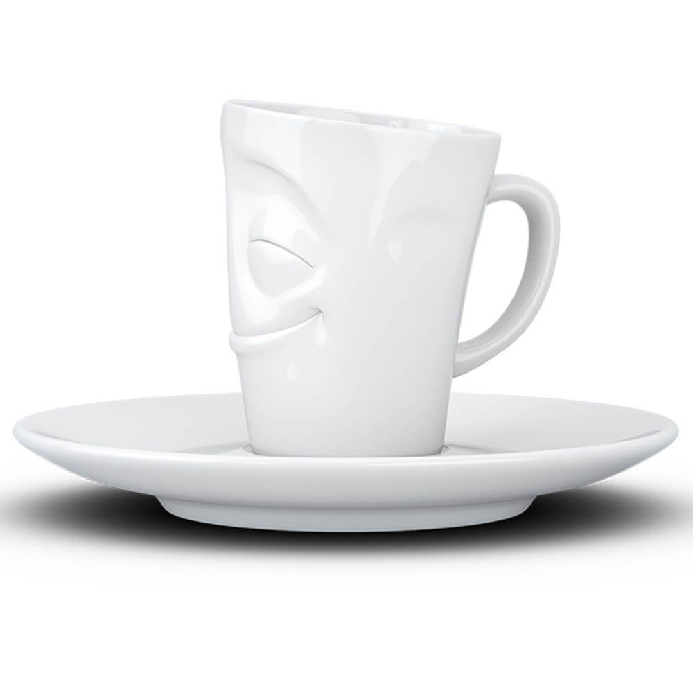 Mug Expresso avec Soucoupe Humeur du Matin Heureux - Tasse à Café Originale Tassen