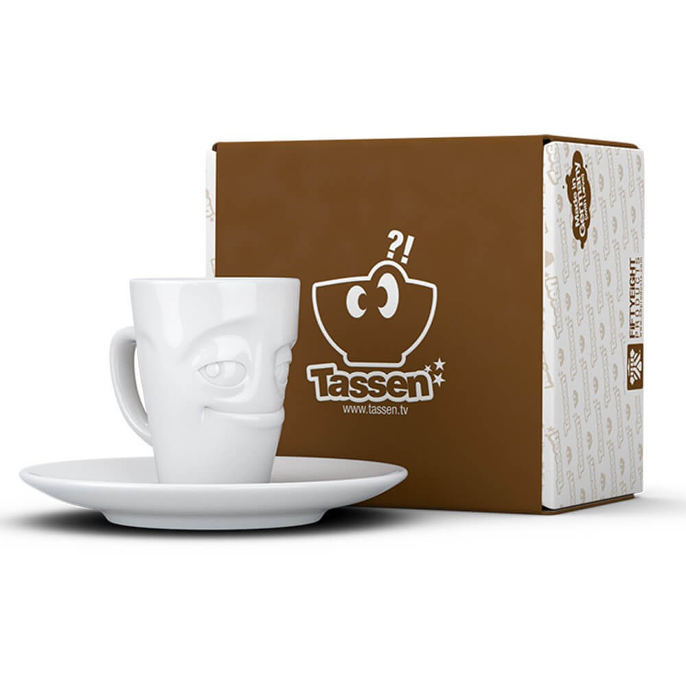 Mug Expresso avec Soucoupe Humeur du Matin Malicieux - Tasse à Café Originale Tassen