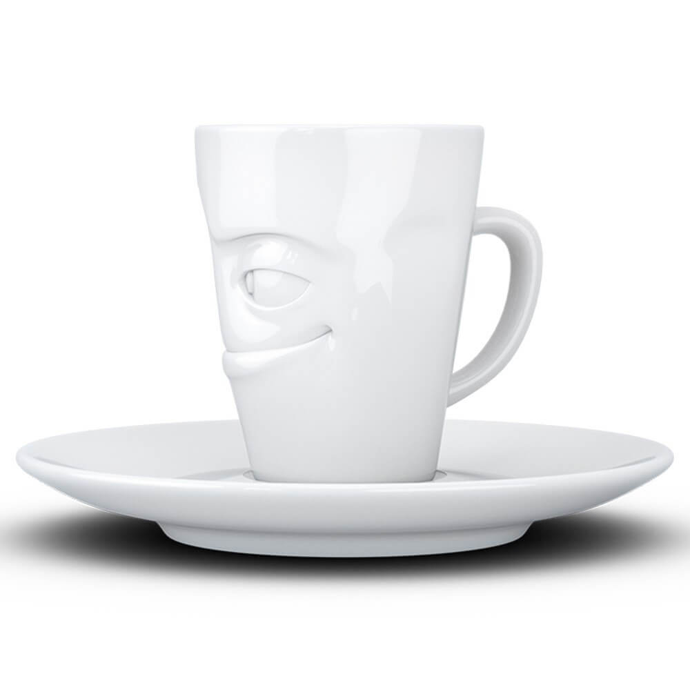 Mug Expresso avec Soucoupe Humeur du Matin Malicieux - Tasse à Café Originale Tassen