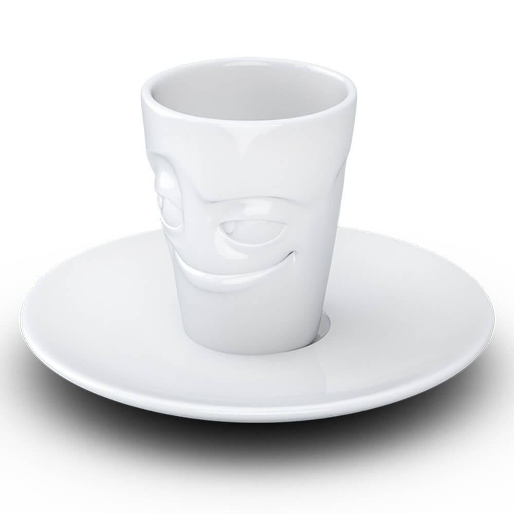 Mug Expresso avec Soucoupe Humeur du Matin Malicieux - Tasse à Café Originale Tassen