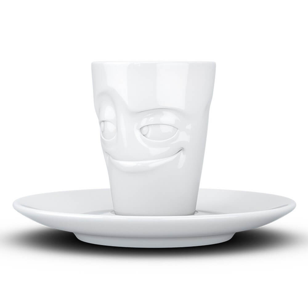 Mug Expresso avec Soucoupe Humeur du Matin Malicieux - Tasse à Café Originale Tassen