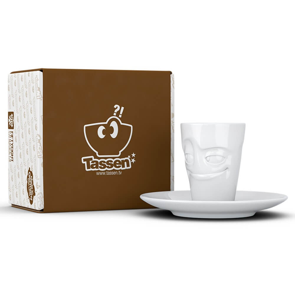 Mug Expresso avec Soucoupe Humeur du Matin Malicieux - Tasse à Café Originale Tassen