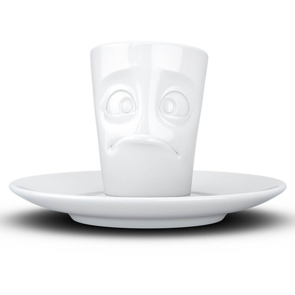 Mug Expresso avec Soucoupe Humeur du Matin Perplexe - Tasse à Café Originale Tassen