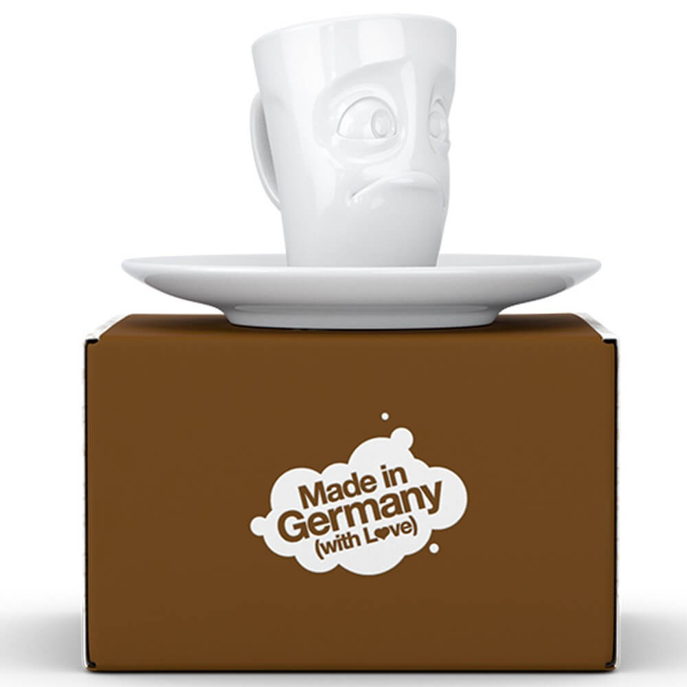 Mug Expresso avec Soucoupe Humeur du Matin Perplexe - Tasse à Café Originale Tassen