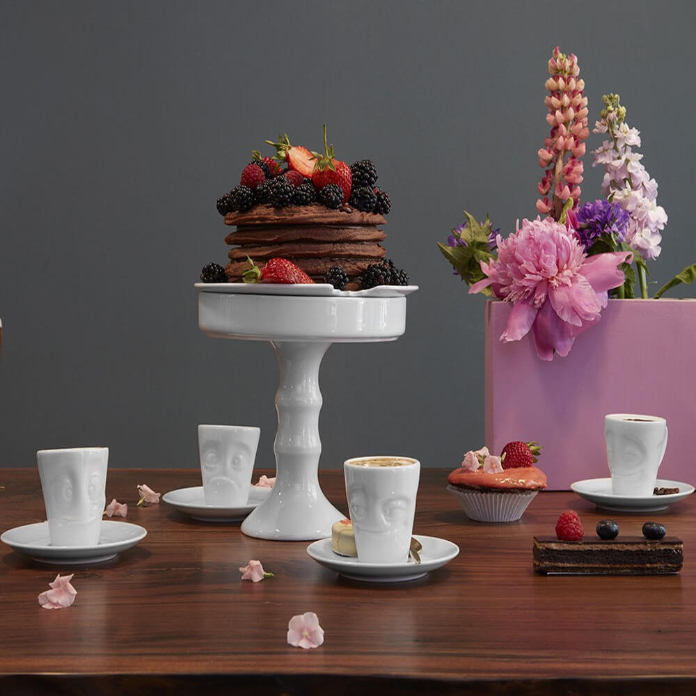 Mug Expresso avec Soucoupe Humeur du Matin Perplexe - Tasse à Café Originale Tassen