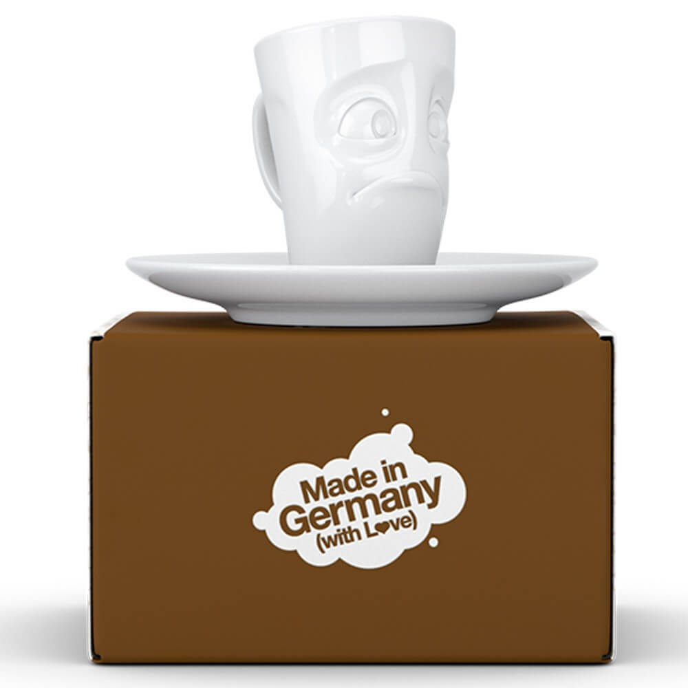 Mug Expresso avec Soucoupe Humeur du Matin Perplexe - Tasse à Café Originale Tassen