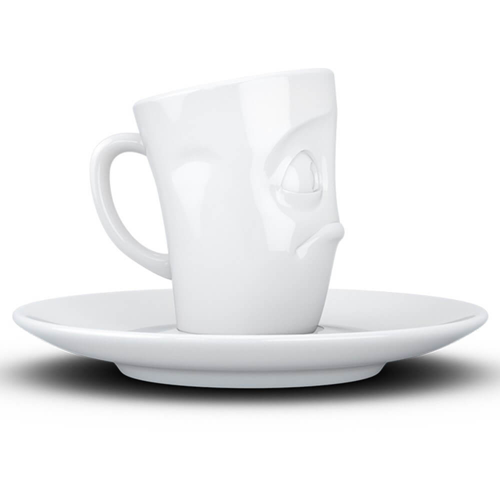Mug Expresso avec Soucoupe Humeur du Matin Perplexe - Tasse à Café Originale Tassen