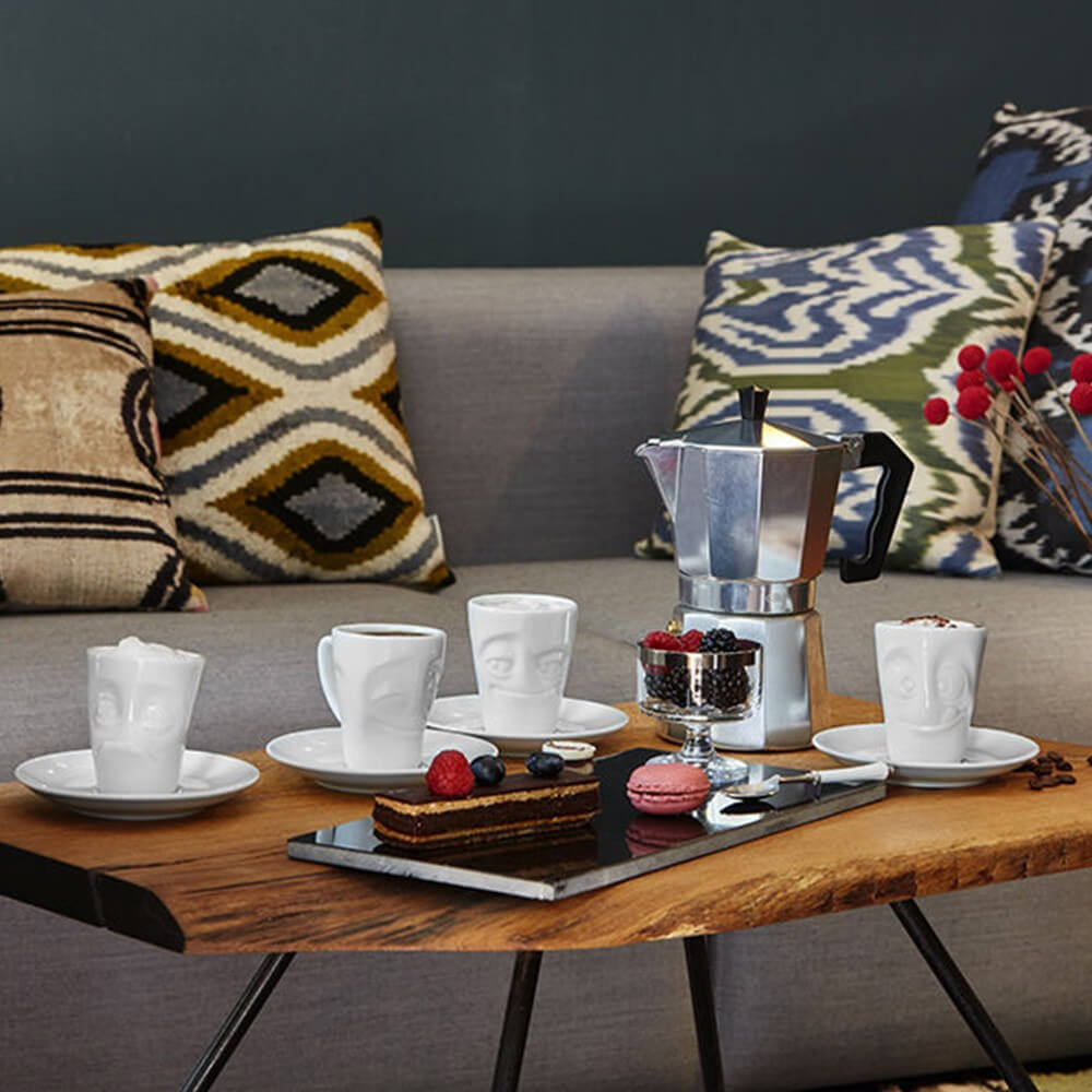 Mug Expresso avec Soucoupe Humeur du Matin Perplexe - Tasse à Café Originale Tassen