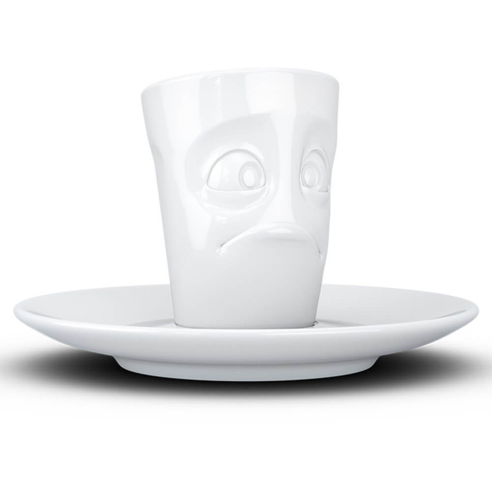 Mug Expresso avec Soucoupe Humeur du Matin Perplexe - Tasse à Café Originale Tassen