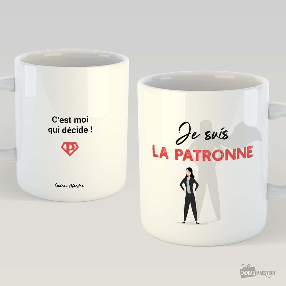 Mug Patronne à Personnaliser - Super Héroine Blanc - Mug Personnalisé