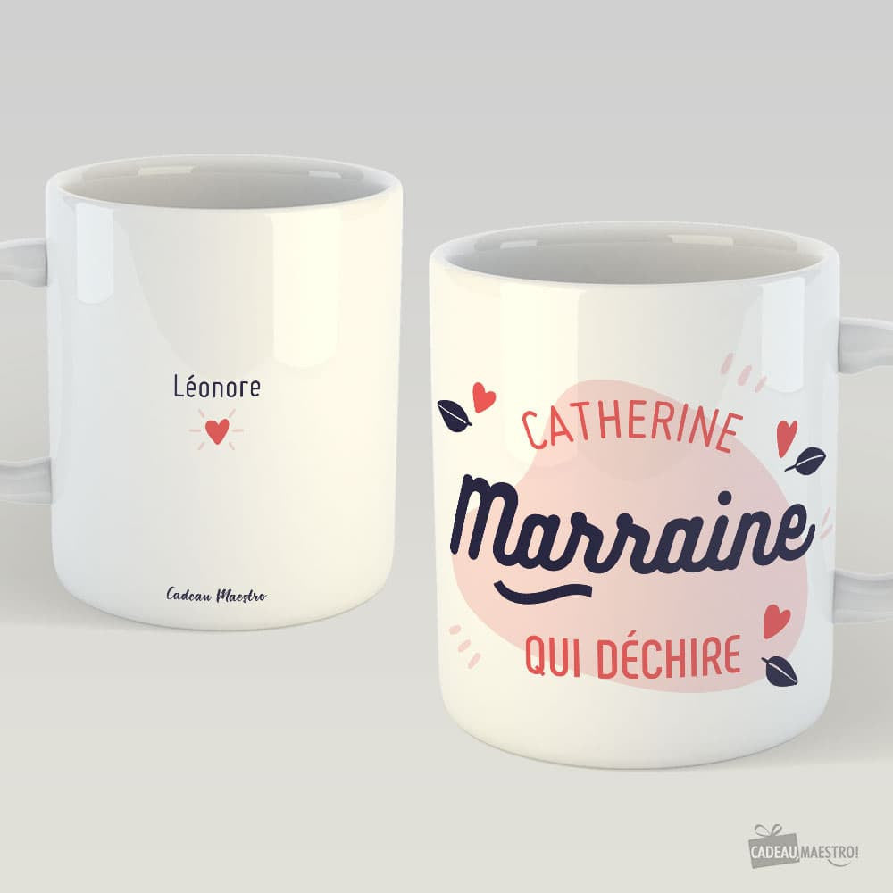 Mug Marraine à Personnaliser - Avec Prénom et Signature Blanc - Mug Personnalisé